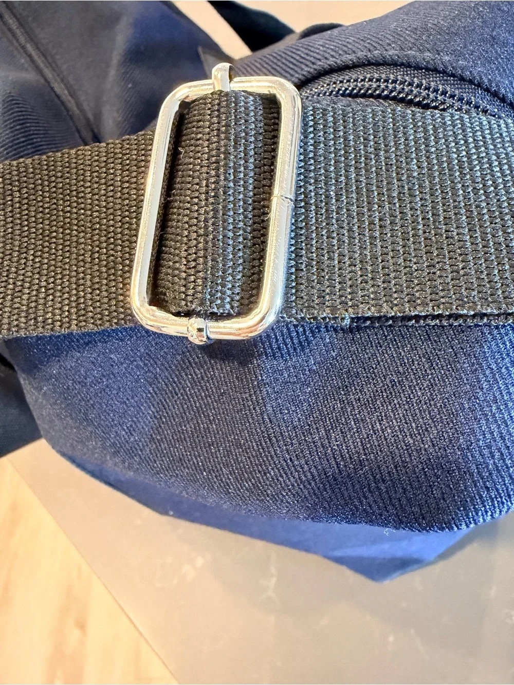 Giorgio Armani Navy Canvas Messenger Bag with Olive Web Straps